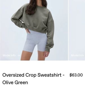 Adanola Olive Green Oversized Crop Sweatshirt